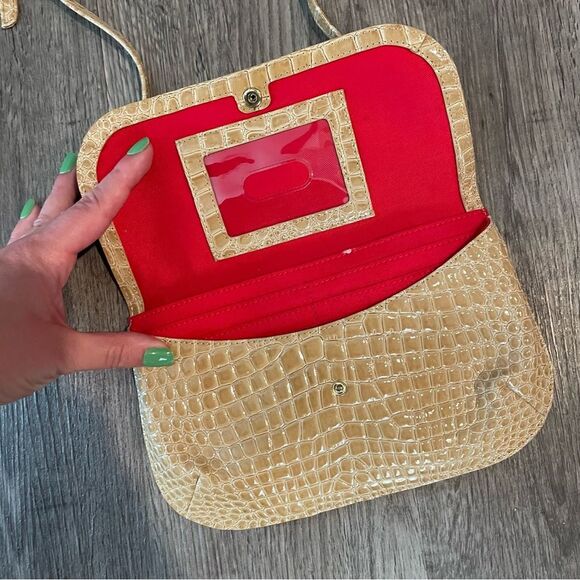 HOBO Tan Patent Leather Croc Embossed Crossbody Bag - Picture 8 of 11